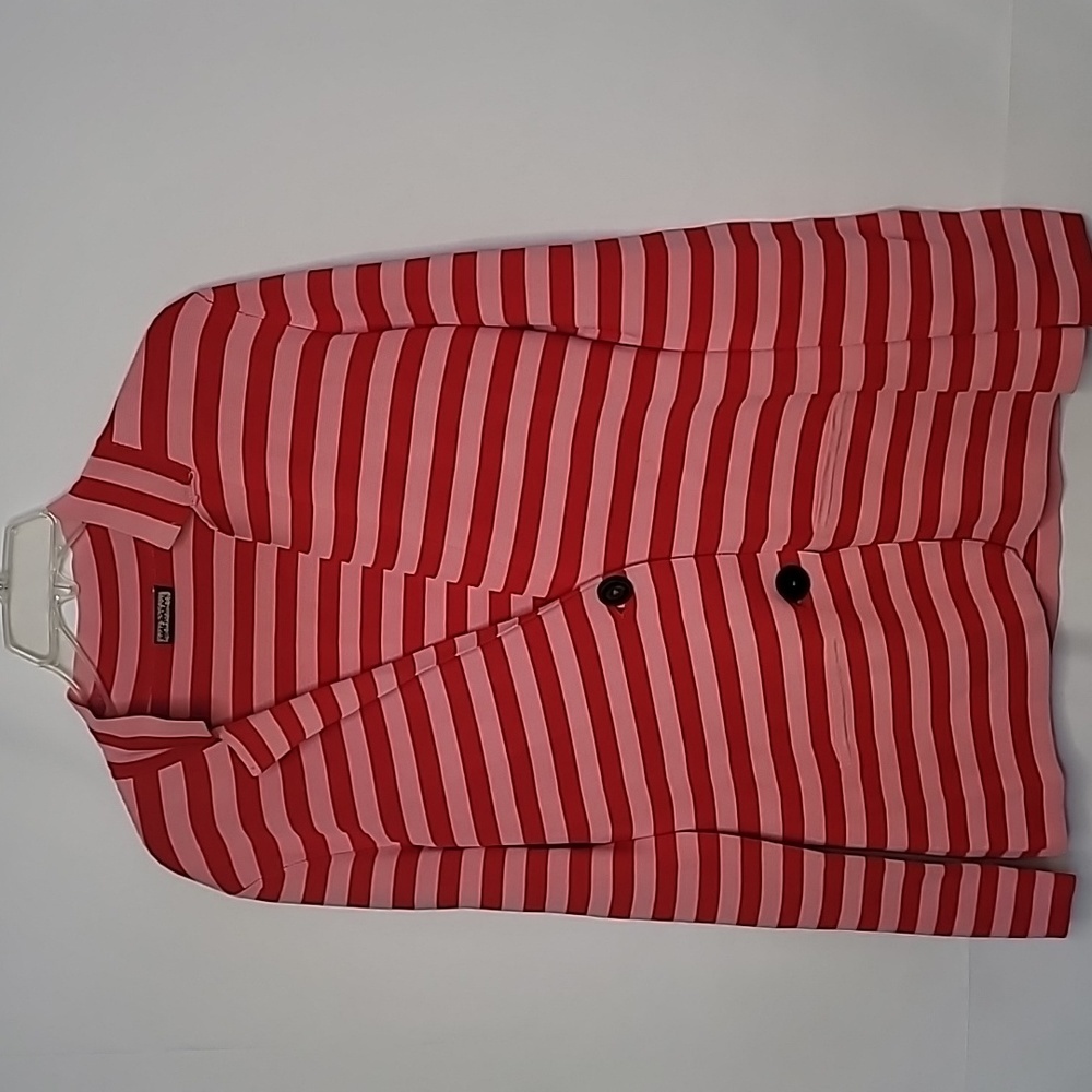 NWOT Maliparmi stretchy viscose red pink striped 2 button jacket blazer sz Med